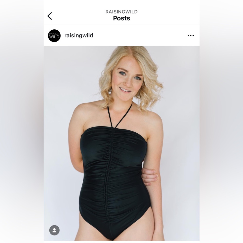 Black Ruched Halter Swimsuit